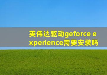 英伟达驱动geforce experience需要安装吗